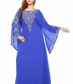 Blue Royal  Moroccan Beautiful Zari Work Jilbab Jalabiya Kaftan Dress
