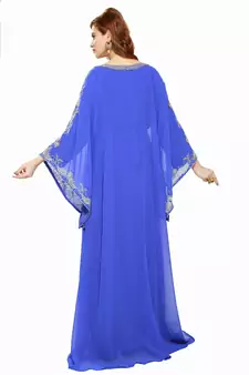 Blue Royal  Moroccan Beautiful Zari Work Jilbab Jalabiya Kaftan Dress