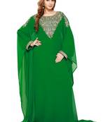 Green Gandura Moroccan Arabic Traditional Party Thobe Kaftan