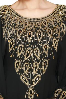 Black New Modern Moroccan Arabic Eid Kaftan Dress For Women Gown 2