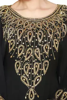 Black New Modern Moroccan Arabic Eid Kaftan Dress For Women Gown