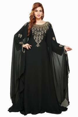 Black New Modern Moroccan Arabic Eid Kaftan Dress For Women Gown 1