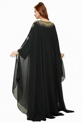 Black New Modern Moroccan Arabic Eid Kaftan Dress For Women Gown 3
