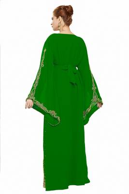 Bottle Green Morocan Arabic Islamic Kaftan Dress 2