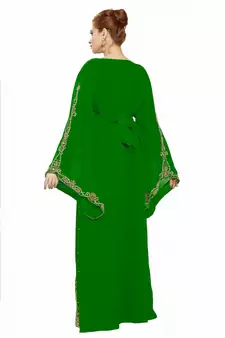 Bottle Green Morocan Arabic Islamic Kaftan Dress