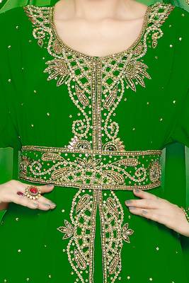 Bottle Green Morocan Arabic Islamic Kaftan Dress 3
