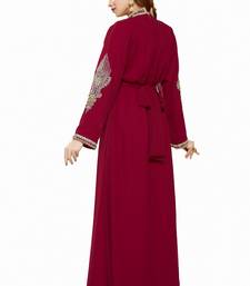 Wine Modern Islamic Arabic Kaftan Dress For Weddin Gown Party Wear Dress