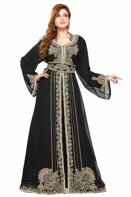 Black  Moroccan Kaftan Islamic Moroccan Jalabiya Dress 1