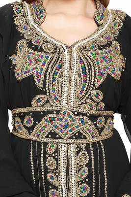 Black  Moroccan Kaftan Islamic Moroccan Jalabiya Dress 3