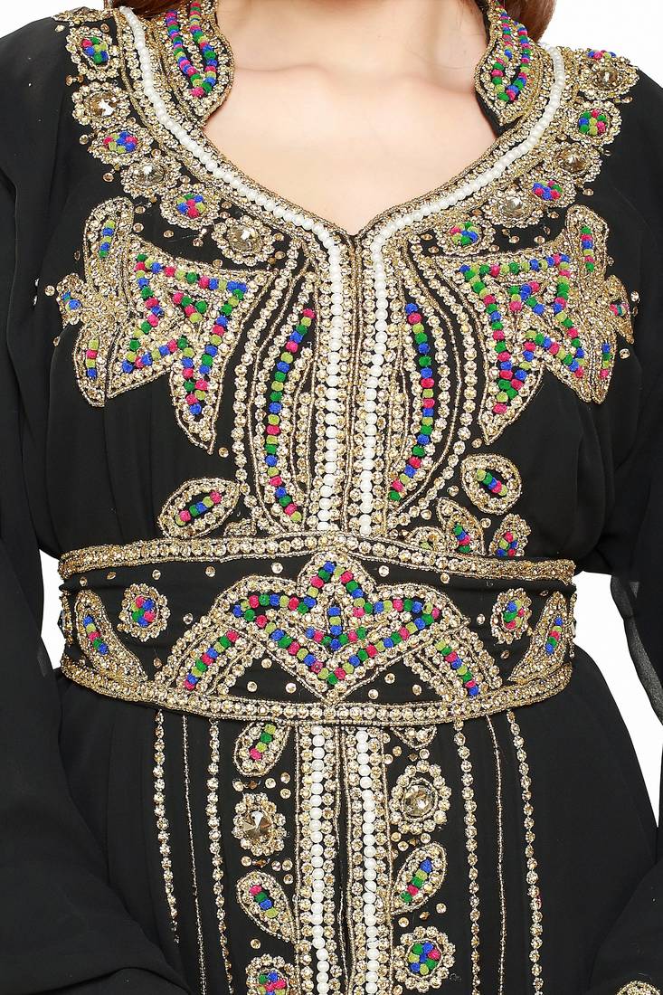 Black  Moroccan Kaftan Islamic Moroccan Jalabiya Dress