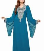 Blue New Moroccan Arabic Islamic Party Wear Party Dress For Women