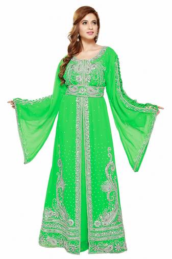 Green New Hand Embroidery Work By Al Mehraan Fashion For Women Gown