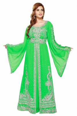 Green New Hand Embroidery Work By Al Mehraan Fashion For Women Gown 1