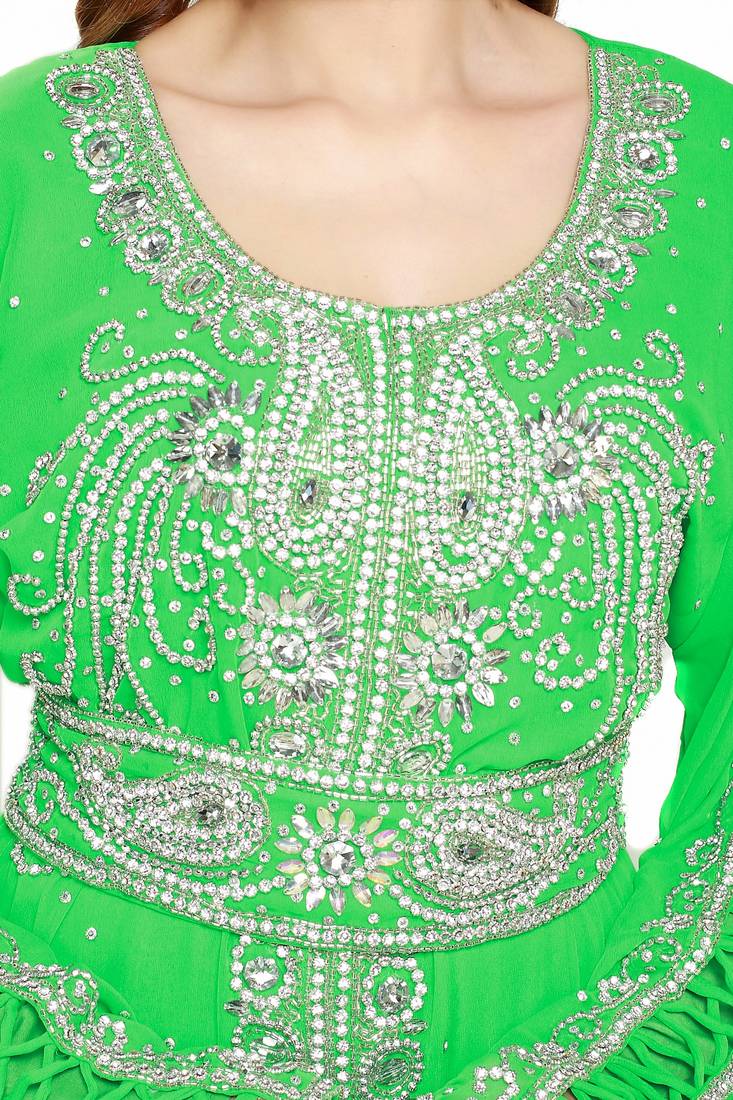 Green New Hand Embroidery Work By Al Mehraan Fashion For Women Gown