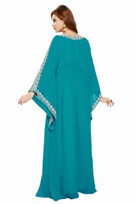 Green Gandura Moroccan Arabic Traditional Party Thobe Kaftan 2