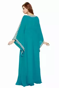 Green Gandura Moroccan Arabic Traditional Party Thobe Kaftan