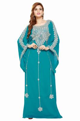 Green Gandura Moroccan Arabic Traditional Party Thobe Kaftan 1