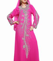 Pink Eleagnt Modern Arabic Kaftan Dress For Women Wedding Gown