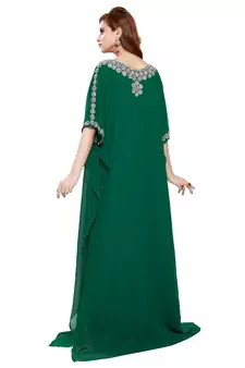 Green Beautiful Moroccan Islamic Wedding Gown Party Wear Gown For Women