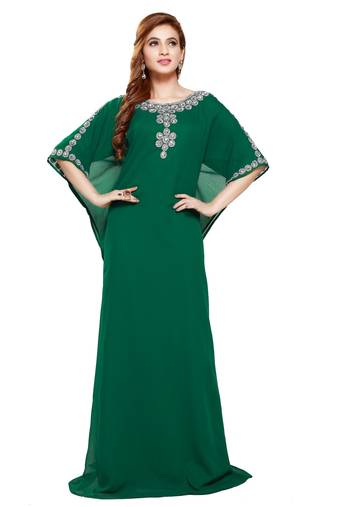 Green Beautiful Moroccan Islamic Wedding Gown Party Wear Gown For Women