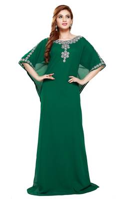 Green Beautiful Moroccan Islamic Wedding Gown Party Wear Gown For Women 1