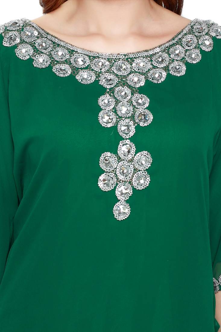 Green Beautiful Moroccan Islamic Wedding Gown Party Wear Gown For Women