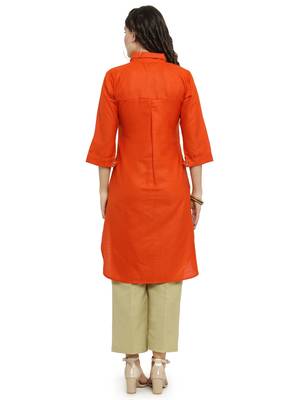 Indibelle Orange woven rayon kurti with trouser 3