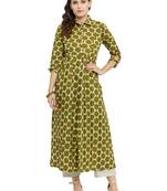 Indibelle Green woven cotton kurti with trouser