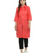 Pink woven rayon kurti with trouser