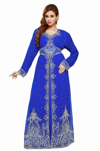 Royal blue Modern Islamic Arabic Kaftan Dress For Weddin Gown Party Wear Dress
