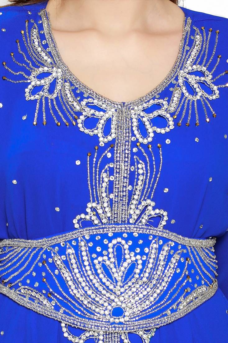 Royal blue Modern Islamic Arabic Kaftan Dress For Weddin Gown Party Wear Dress