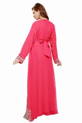 Pink  Moroccan Kaftan Islamic Moroccan Jalabiya Dress 2