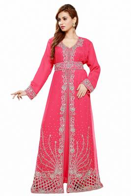 Pink  Moroccan Kaftan Islamic Moroccan Jalabiya Dress 1