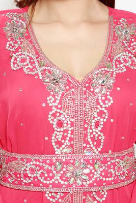 Pink  Moroccan Kaftan Islamic Moroccan Jalabiya Dress 3