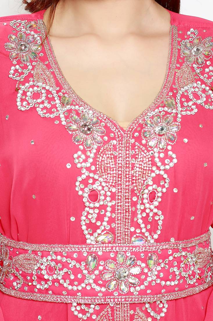 Pink  Moroccan Kaftan Islamic Moroccan Jalabiya Dress