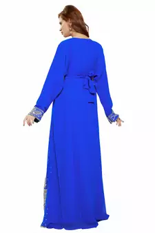 Royal blue Gandura Moroccan Arabic Traditional Party Thobe Kaftan