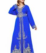 Royal blue Gandura Moroccan Arabic Traditional Party Thobe Kaftan