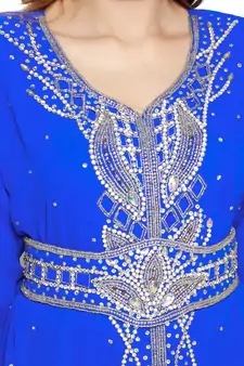 Royal blue Gandura Moroccan Arabic Traditional Party Thobe Kaftan