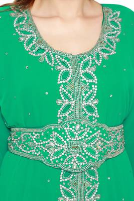 Green Buy This Moroccan Jalabviya Takhita Var For Women Gown Dress 3