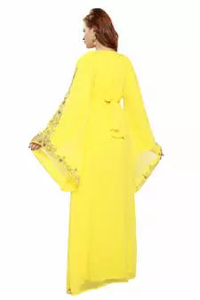 Yellow Eid Kaftan Dress Moroccan Kaftan Dress