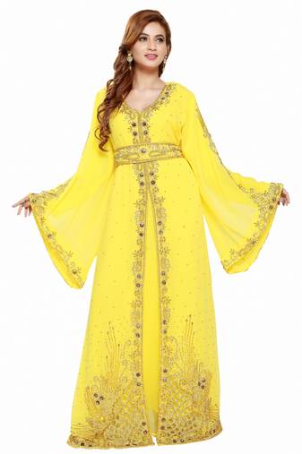 Yellow Eid Kaftan Dress Moroccan Kaftan Dress