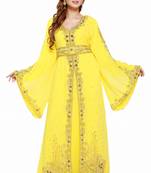 Yellow Eid Kaftan Dress Moroccan Kaftan Dress