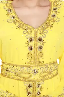 Yellow Eid Kaftan Dress Moroccan Kaftan Dress