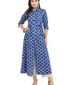 Indibelle Blue woven cotton kurti with trouser