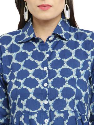 Indibelle Blue woven cotton kurti with trouser 2