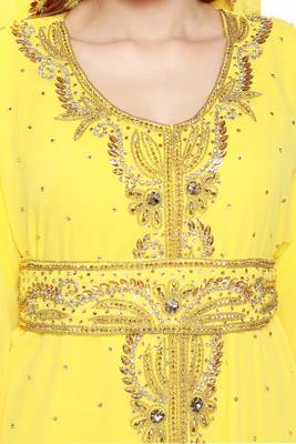 Yellow Modern Islamic Arabic Kaftan Dress For Weddin Gown Party Wear Dress 3