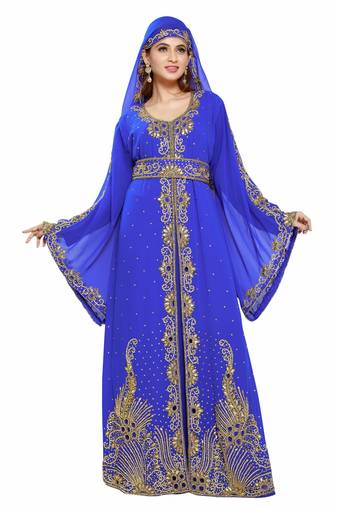 Royal blue  Moroccan Kaftan Islamic Moroccan Jalabiya Dress