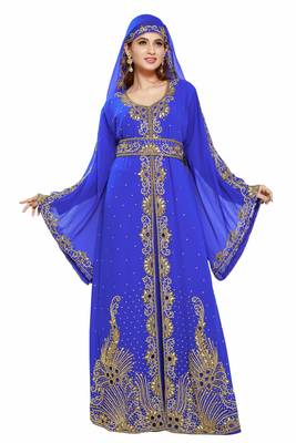 Royal blue  Moroccan Kaftan Islamic Moroccan Jalabiya Dress 1