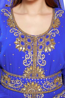 Royal blue  Moroccan Kaftan Islamic Moroccan Jalabiya Dress 3