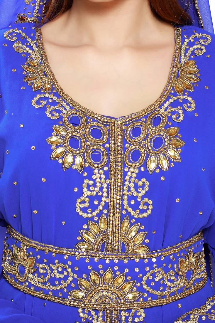 Royal blue  Moroccan Kaftan Islamic Moroccan Jalabiya Dress